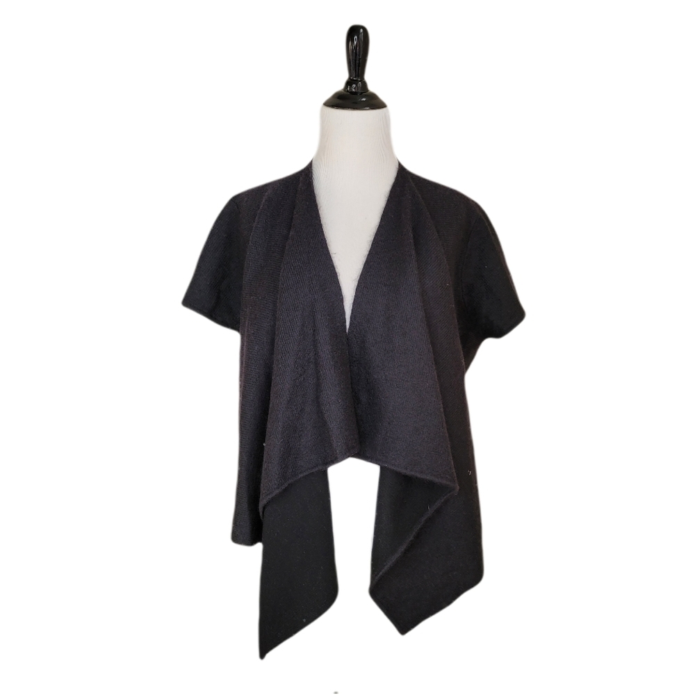Eileen Fisher wool mohair black short cardigan